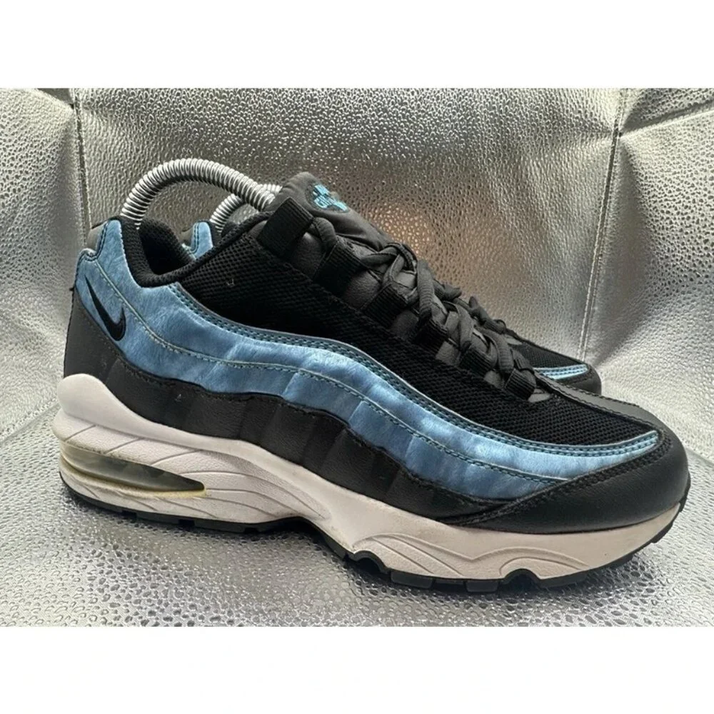 RARE 🚀 Size 6Y - Nike Air Max 95‎ GS Black Light Current Blue Women’s Sneakers